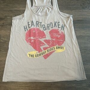 George Strait Heartbroken Graphic Tank  Top - Red and Yellow